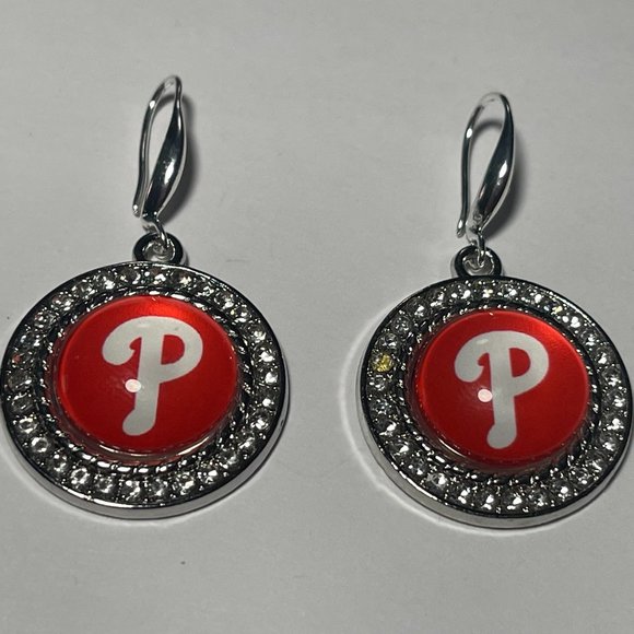 Philadelphia Phillies MLB Fashion Dangle Rhinestone Earrings NEW - Picture 3 of 5